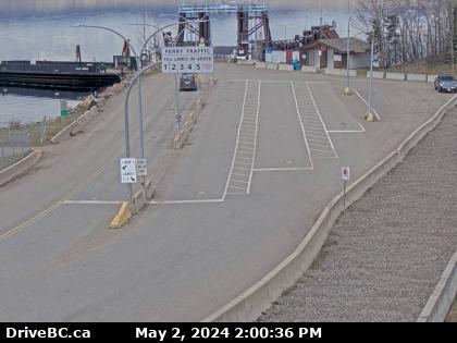 Hwy 35 at Francois Lake Southbank Ferry Landing looking north at ferry ramp.