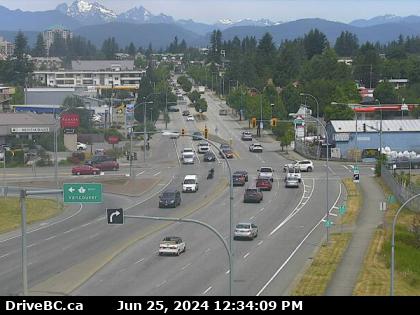Traffic Cam Hwy-1 at Clearbrook Rd, looking north. (elevation: 67 metres)