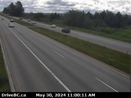 Traffic Cam Hwy-99, near Hwy-91 around Mud Bay in Surrey, looking east on Hwy-99 southbound. (elevation: 2 metres)