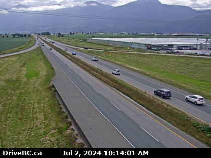 Traffic Cam Hwy-1 at Prest Rd, Chilliwack, looking east. (elevation: 19 metres)