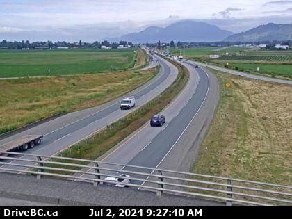 Traffic Cam Hwy-1 at Prest Rd, Chilliwack, looking west. (elevation: 19 metres)