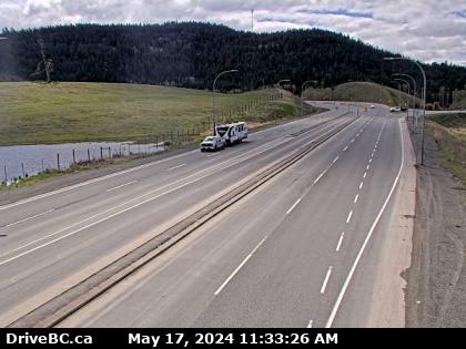 Traffic Cam Hwy-97C (Okanagan Connector), at Hwy-5A Junction, near Aspen Grove, looking south. (elevation: 1071 metres)