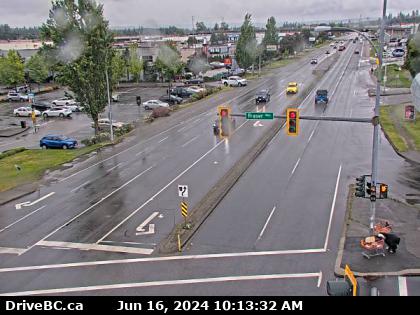 Traffic Cam Hwy-10 at Fraser Hwy-in Langley, looking southwest. (elevation: 16 metres)