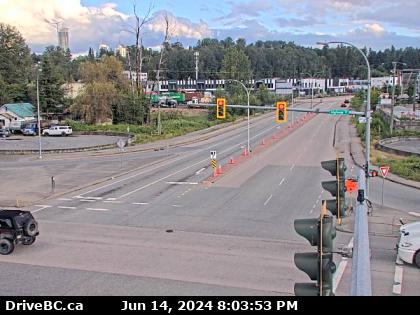 Traffic Cam Hwy-17 (South Fraser Perimeter Rd) at Bridgeview Dr, looking south. (elevation: 5 metres)