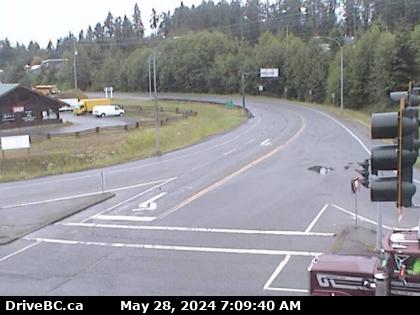 Traffic Cam Hwy-4 at Alberni Hwy-(Hwy-4A) junction, about 2 km west of Coombs, looking east. (elevation: 124 metres)