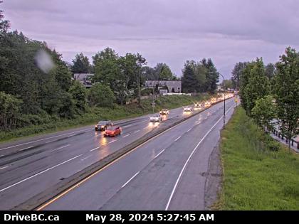 Traffic Cam Hwy-7B (Mary Hill Bypass), at Pitt River Rd, looking east. (elevation: 7 metres)