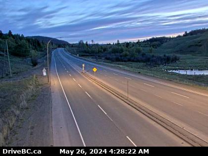 Traffic Cam Hwy-97C (Okanagan Connector), at Hwy-5A Junction, near Aspen Grove, looking north. (elevation: 1071 metres)