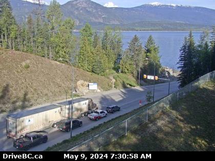 Hwy 23, near the Upper Arrow Lake ferry landing at Galena Bay, looking at front of lineup.